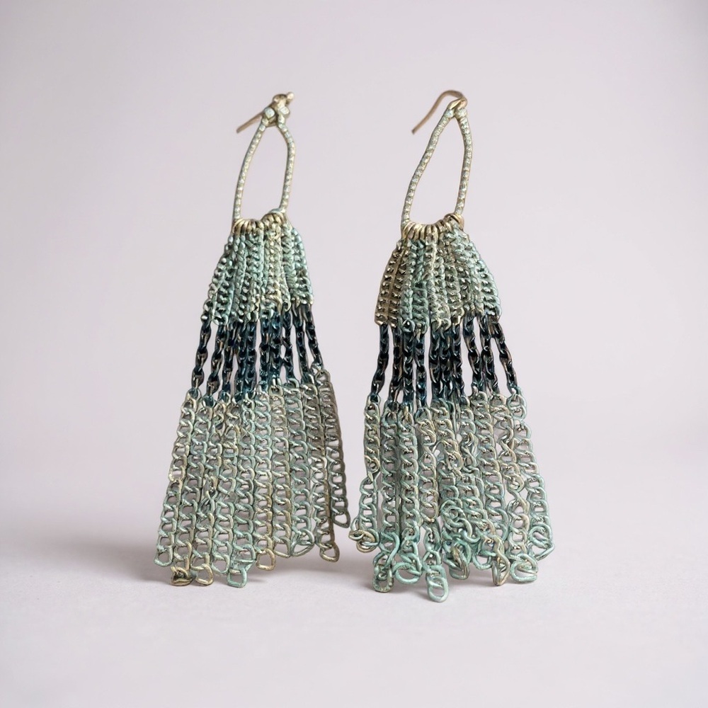 Chic Silver and Black Chain Earrings